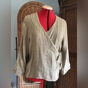 Flax Wrap-Style Linen Blend Top